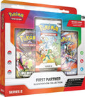 Pokémon trading card game packaging with illustrations and promotional text